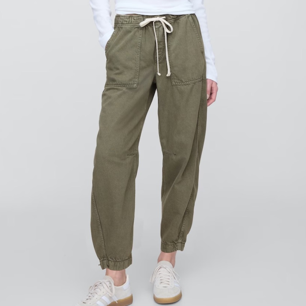 GAP Factory Olive Green Wide-Leg Drawstring Pants